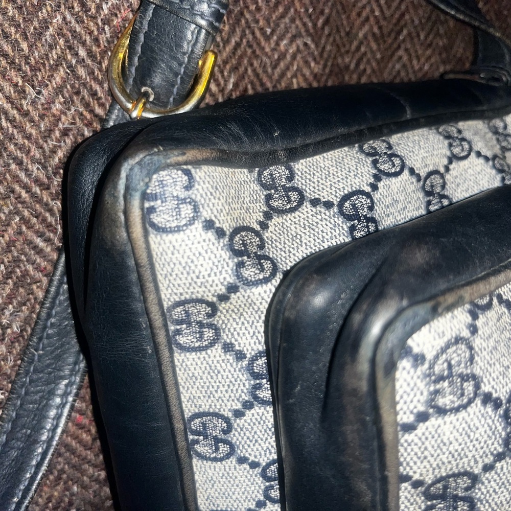 Gucci Monogram Crossbody Bag with Red and Navy Web Stripe - Picture 9 of 15